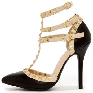 BRAND NEW, NEVER WORN, imitation garavani Valentino heels, black/tan, size 9